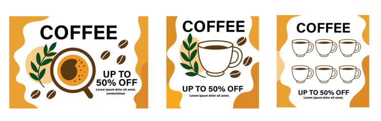 Coffee template for design, print material, social media, vector file