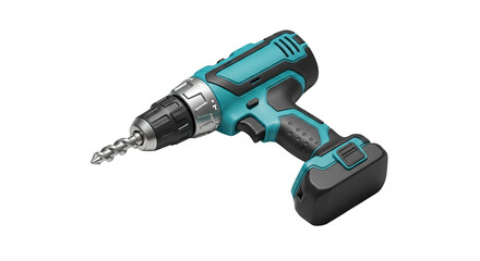 Cordless Drill with Drill Bit on Black Background: A Powerful Tool for Construction, DIY Projects, and Home Improvement, Ready for Precision Drilling and Fastening