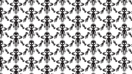 seamless pattern with alien cartoons