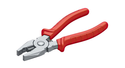 Detailed illustration of combination pliers with red handles, perfect for industrial design, construction and DIY projects that require a reliable and versatile hand tool on a black background