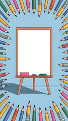 White board with pencils