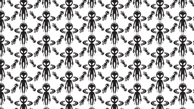 seamless pattern with alien cartoons