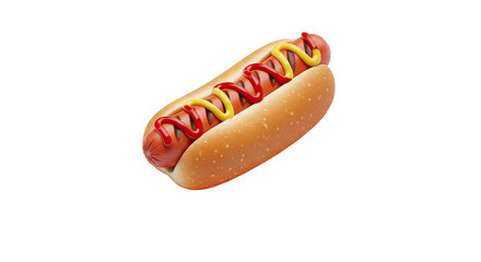 Mouthwatering Hot Dog with Ketchup and Mustard on Black Background - Perfect for Menus, Ads, and Summer Cookouts, a Classic American Fast Food Indulgence
