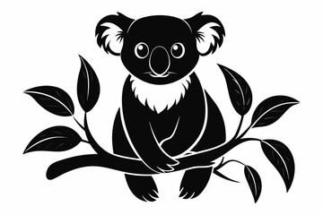 Fototapeta premium Adorable Koala Bear Silhouette in Eucalyptus Tree Illustration