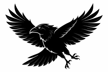 Obraz premium Majestic Black Raven in Flight Powerful Wings Spread Wide