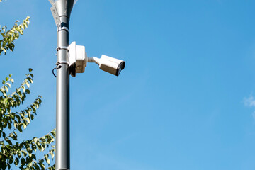 Surveillance Camera on Street Light Capturing Area