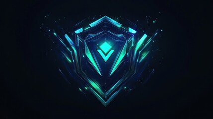 Abstract digital shield emblem
