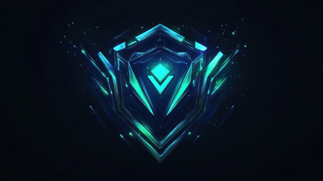 Abstract digital shield emblem