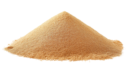 Cone shaped pile of fine golden sand isolated on transparent background