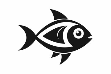 Obraz premium Simple Black and White Cartoon Fish Illustration Design