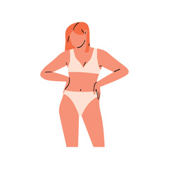 skinny redhead woman in underwear