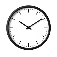 Modern wall clock with minimalistic design showing time in a bright, uncluttered space