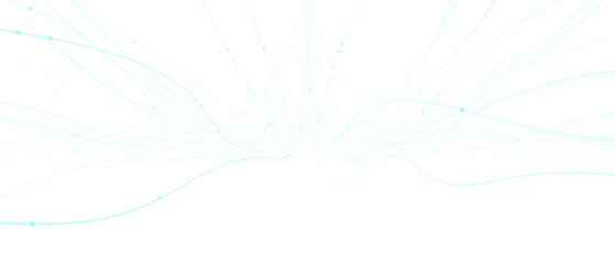 3d rendering abstract light blue wavy lines flowing on transparent background