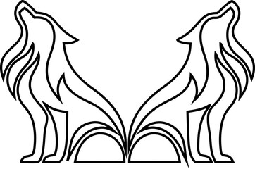 Outline vector icons wolf, fox, ideal for app or logo.