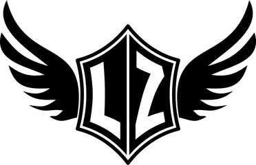 LZ logo emblem with winged and shield template