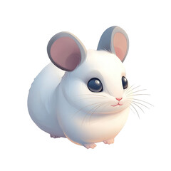 Adorable white chinchilla illustration cute fluffy pet animal cartoon character design soft fur realistic drawing sweet on transparent background big