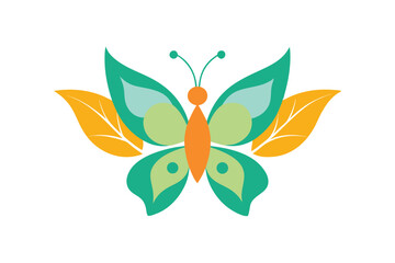 Beautiful Botanical Butterfly Composition With Delicate Floral Elements vector art illustration