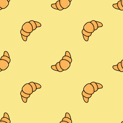 croissant seamless pattern, cartoon wallpaper in flat style, delicious breakfast