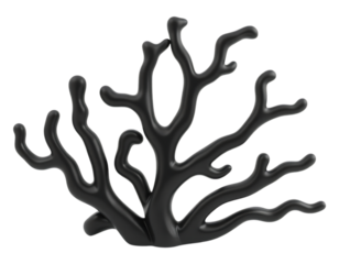 Black Coral Sculpture on Transparent Background