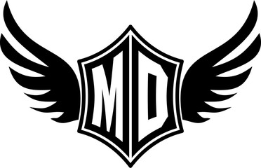 MD logo emblem with winged and shield template
