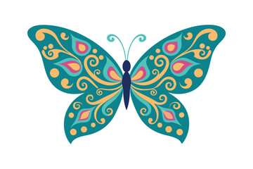 Ornate Paisley Patterned Butterfly For A Decorative And Rich Look vector art illustration