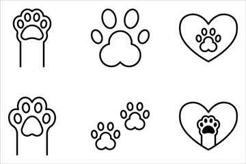 Cat or dog paw icon set. Paw print icon on white background