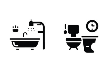 Toilet vector icon set with coffee cup illustration for restaurant bathroom design