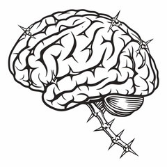 Brain with halftone stipple effect vector	