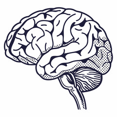 Brain with halftone stipple effect vector	