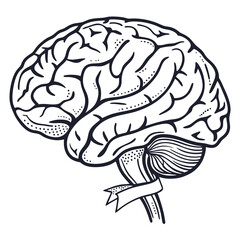 Brain with halftone stipple effect vector	