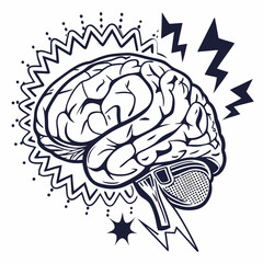 Brain with halftone stipple effect vector	