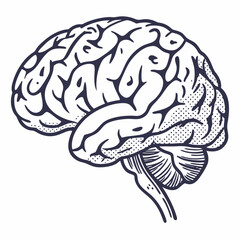 Brain with halftone stipple effect vector	