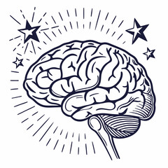 Brain with halftone stipple effect vector	