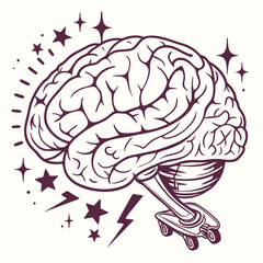 Brain with halftone stipple effect vector	