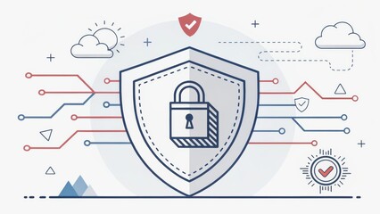 Obraz premium VPN proxy protection concept. Digital security concept with shield and lock symbols.