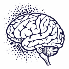 Brain with halftone stipple effect vector	