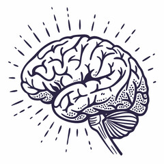 Brain with halftone stipple effect vector	