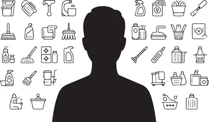 Cleaning supplies and tools for housekeeping services