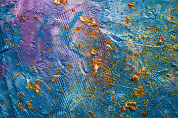 Mixed media abstract painting created using hand-painted strokes and a vibrant, textured pigment...