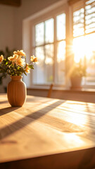 Soft Light Illuminates a Blooming Flower in a Serene Tabletop Setting