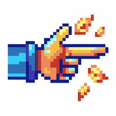 Fototapeta premium retro pixel art hand pointing colorful digital illustration of pixelated finger gesture, old school