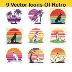 Beach and travel icon set with summer holiday elements in flat design