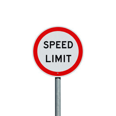 speed limit road sign isolated on white background