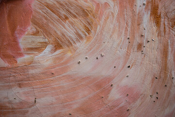 Mixed media abstract painting created using hand-painted strokes and a vibrant, textured pigment surface