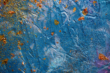 Artistic abstract canvas painted by hand with vibrant tones, spontaneous forms, and modern art...