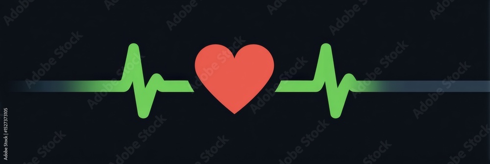 Poster Digital Heart Rate Meter Displaying Calming Visuals as Kind Messages Appear in a Serene Environment With an Empty Top Section for Additional Content