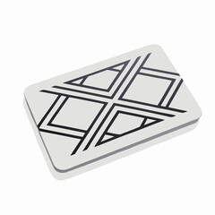 Create a bold, vector illustration of a custom-shaped die, featuring clean, sharp lines and a thick stroke.  Ensure high resolution for print and web use.