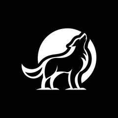 line vector logo wolf, fox, and jackal  in button style with black background