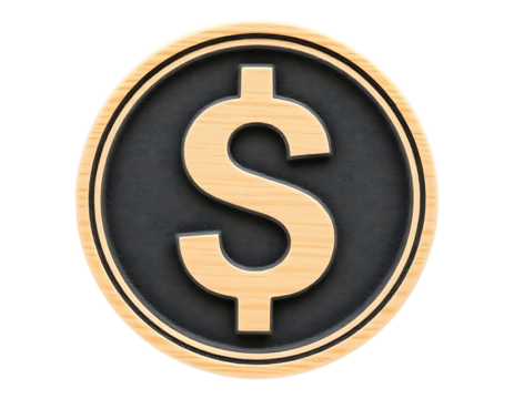 Wooden Dollar Sign Coin