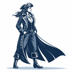 Create a vector illustration of a bold, stylized female pirate captain's hat.  Focus on clean lines and strong strokes.